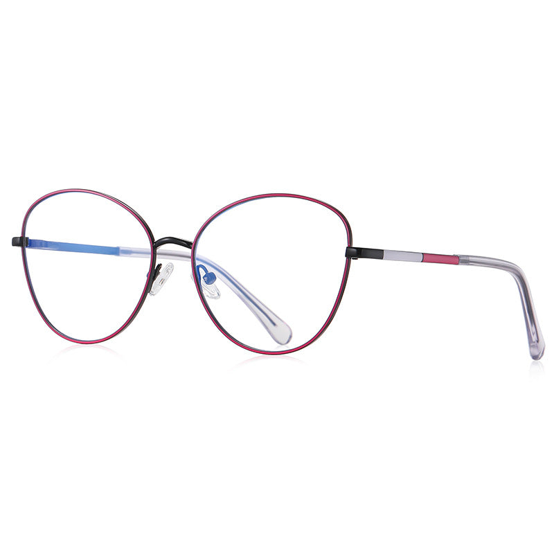 Colorblock Temple Butterfly Blue Light Blocking Glasses in Black with Crimson Red Enamel Rim