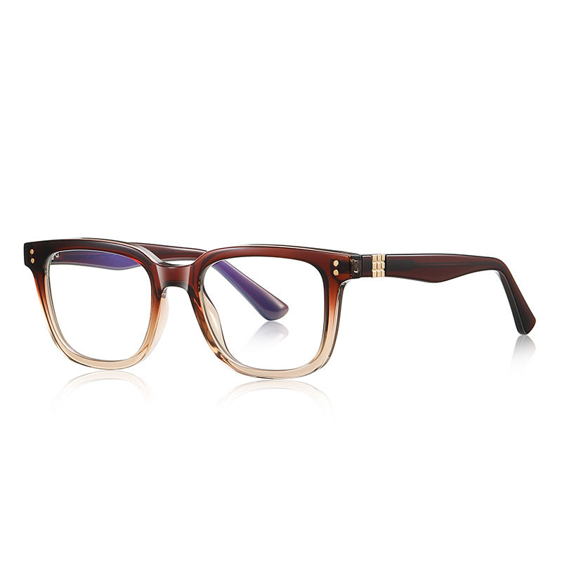 Ribbed Accent Square Blue Light Blocking Glasses in Burgundy Gradient
