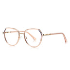 Knotted Temple Geometric Round Blue Light Blocking Glasses in Peach Blush & Rose Gold