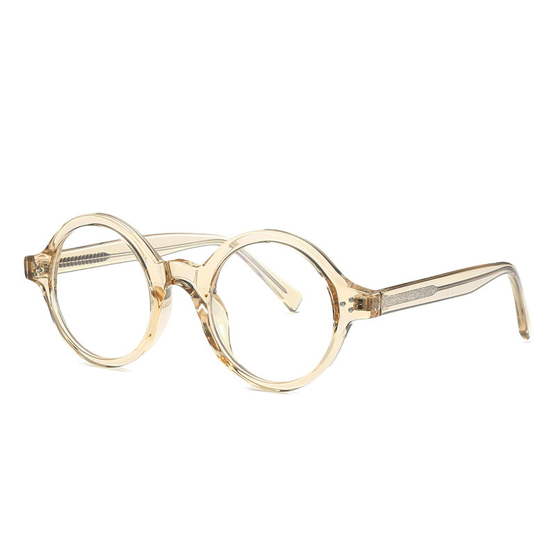 Triple Dot Round Blue Light Blocking Glasses in Champagne Honey