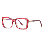 Gold Accent Square Blue Light Blocking Glasses in Crimson Red & Gold