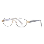 Filigree Metal Oval Blue Light Blocking Glasses in Lavender Grey &amp; Gold