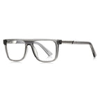 Knurled Band Flat Top Spring Hinge Blue Light Blocking Glasses in Translucent Smoke Grey