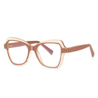 Layered Butterfly Blue Light Blocking Glasses in Terracotta Tan & Clear