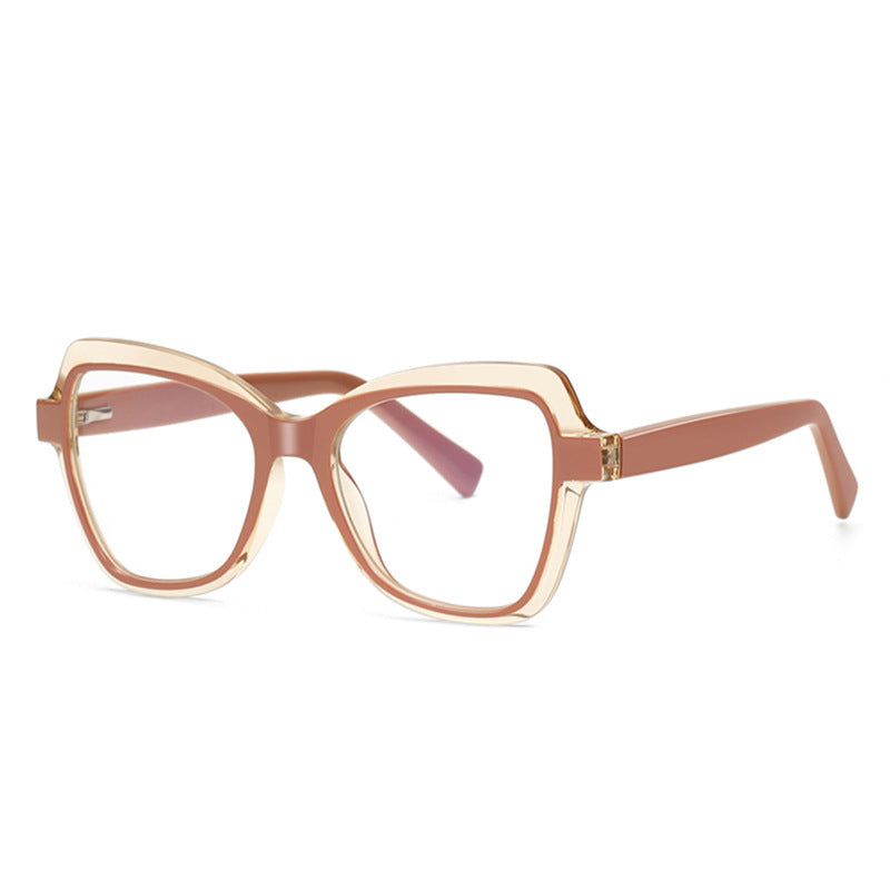 Layered Butterfly Blue Light Blocking Glasses in Terracotta Tan & Clear