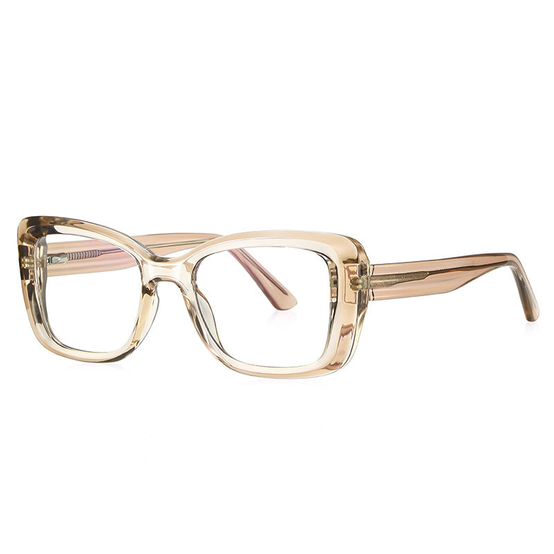 Grooved Temple Butterfly Blue Light Blocking Glasses in Champagne Nude