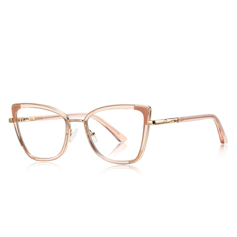 Corner Accent Cat Eye Blue Light Blocking Glasses in Blush Pink & Rose