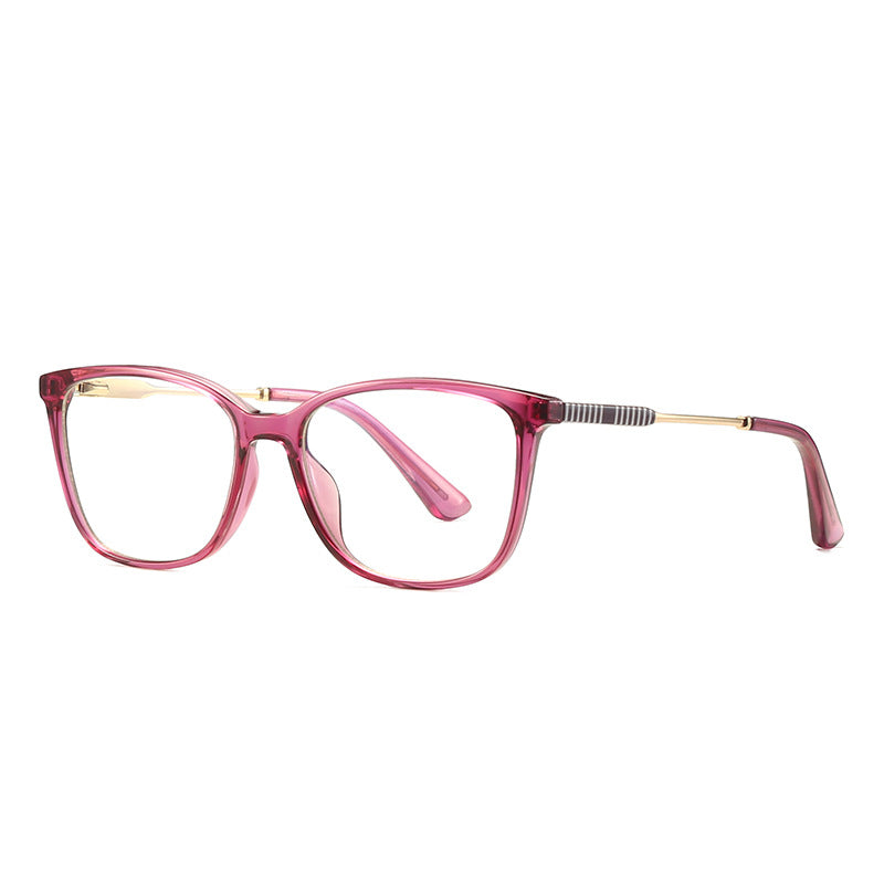 Gold Bridge Square Blue Light Blocking Glasses in Translucent Berry Pink