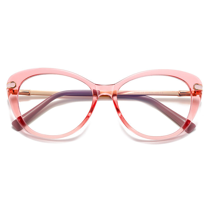 Enamel Inset Cat Eye Blue Light Blocking Glasses in Blush Pink & Pearl White