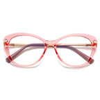 Enamel Inset Cat Eye Blue Light Blocking Glasses in Blush Pink & Pearl White