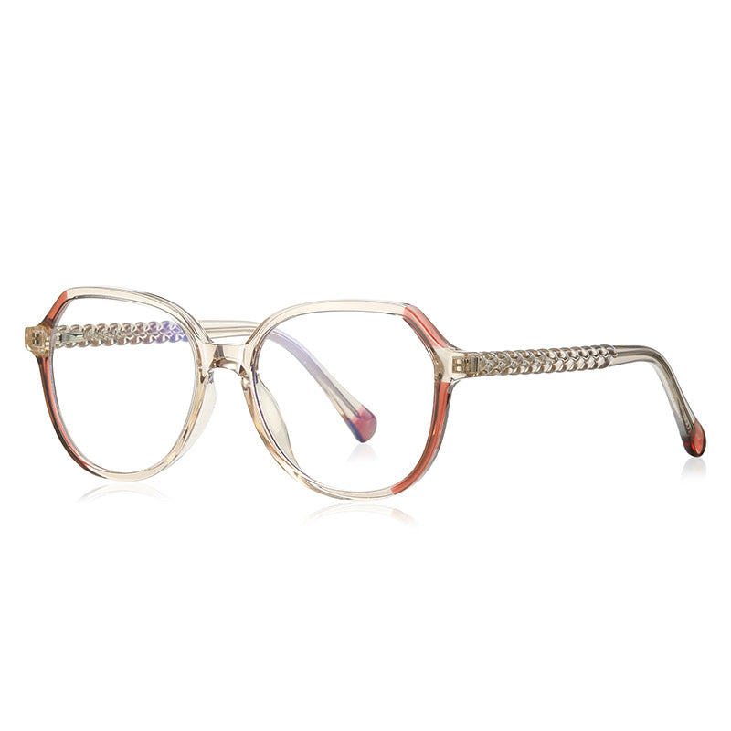 Braided Temple Geometric Blue Light Blocking Glasses in Champagne Nude