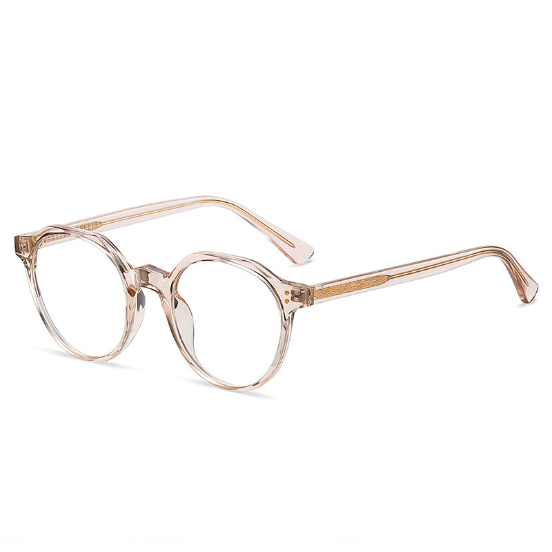 Sculpted Round Blue Light Blocking Glasses in Champagne Peach