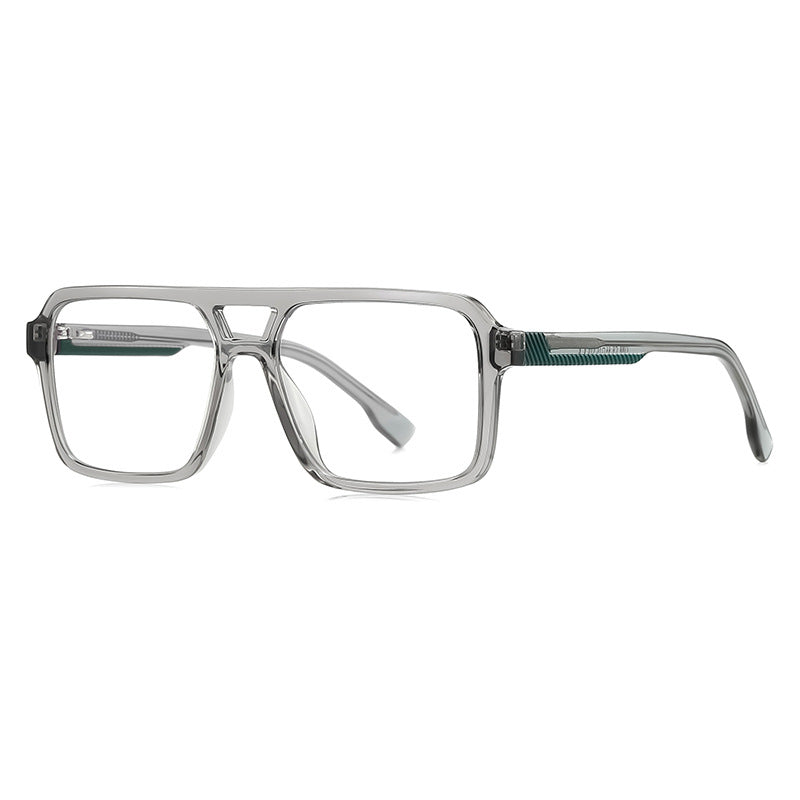 Double Bridge Navigator Blue Light Blocking Glasses in Smoke Grey & Green