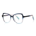 Gradient Pyramid Stud Butterfly Blue Light Blocking Glasses in Midnight Navy to Clear Gradient