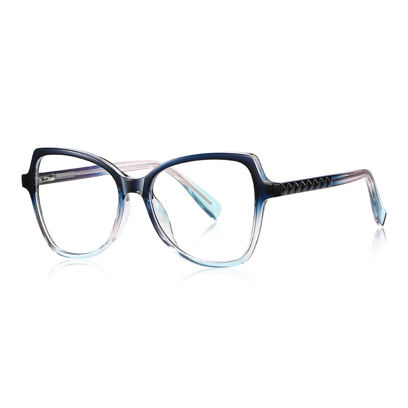 Gradient Pyramid Stud Butterfly Blue Light Blocking Glasses in Midnight Navy to Clear Gradient