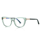 Gold Accent Cat Eye Blue Light Blocking Glasses in Translucent Sage Green