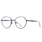 Geometric Metal Round Blue Light Blocking Glasses in Matte Black
