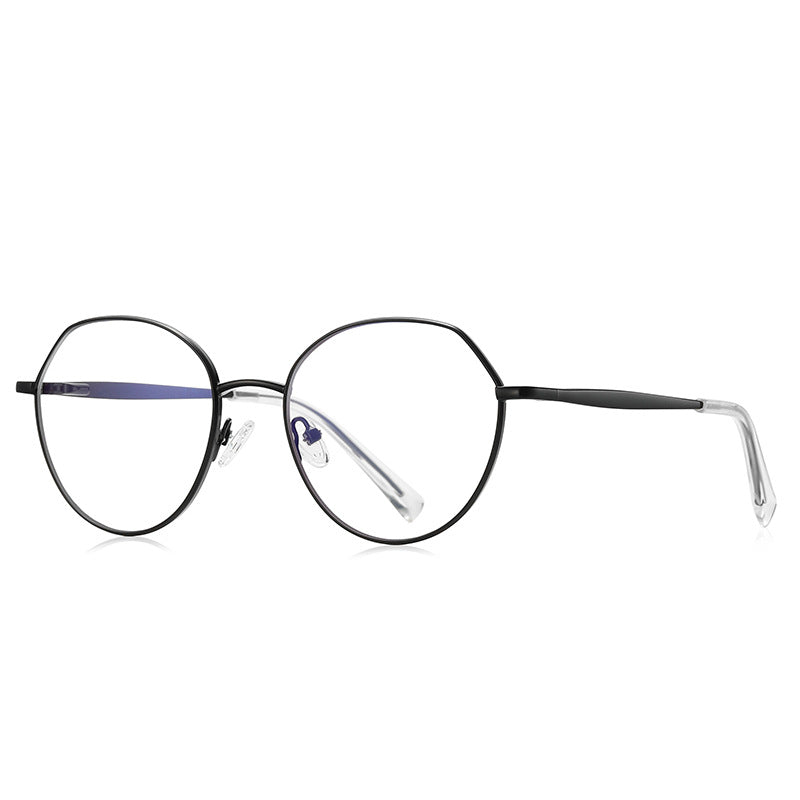 Geometric Metal Round Blue Light Blocking Glasses in Matte Black