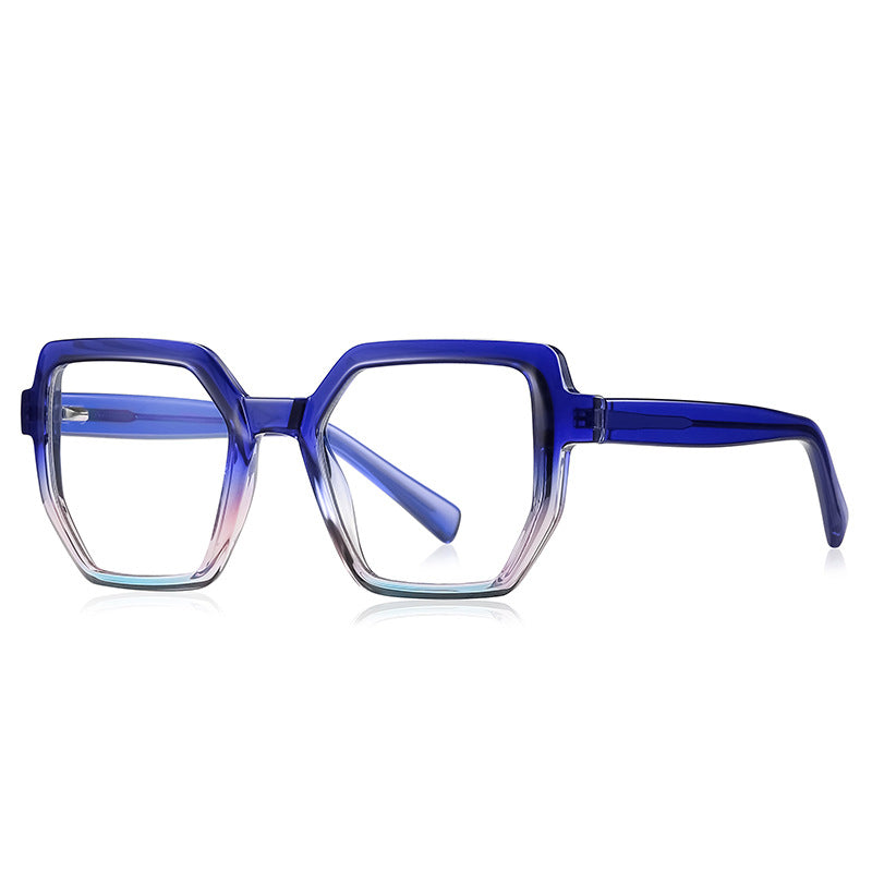 Faceted Geometric Blue Light Blocking Glasses in Gradient Royal Blue