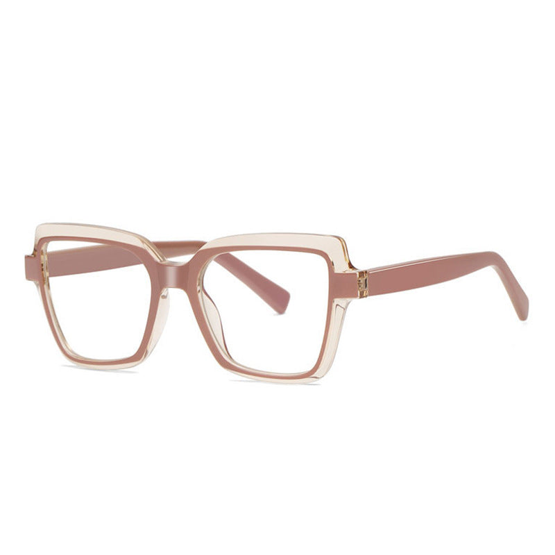 Layered Crystal Square Blue Light Blocking Glasses in Champagne Rose with Crystal Halo