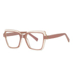 Layered Crystal Square Blue Light Blocking Glasses in Champagne Rose with Crystal Halo