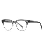 Dual Rivet Browline Blue Light Blocking Glasses in Smoke Grey & Silver