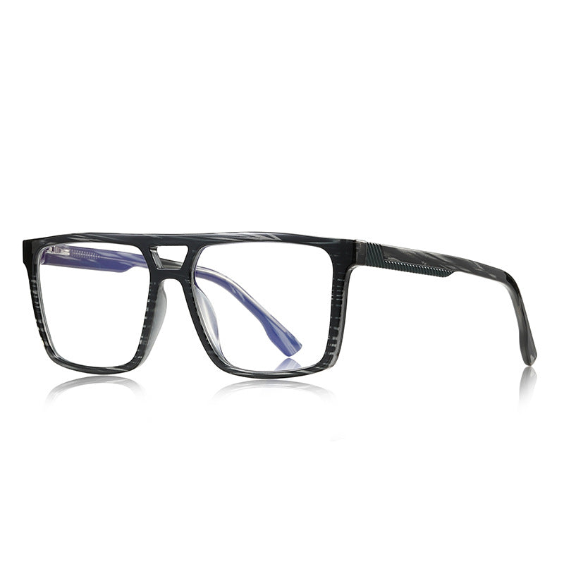 Ribbed Temple Navigator Blue Light Blocking Glasses in Grey Woodgrain Marble