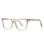 Colorblock Pyramid Stud Cat Eye Blue Light Blocking Glasses in Champagne Nude with Mauve Wingtips