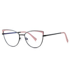Two-Tone Brow Metal Cat Eye Blue Light Blocking Glasses in Blush Pink & White