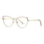 Contrast Brow Metal Cat Eye Blue Light Blocking Glasses in Gold with Champagne Nude & White Contrast Brow