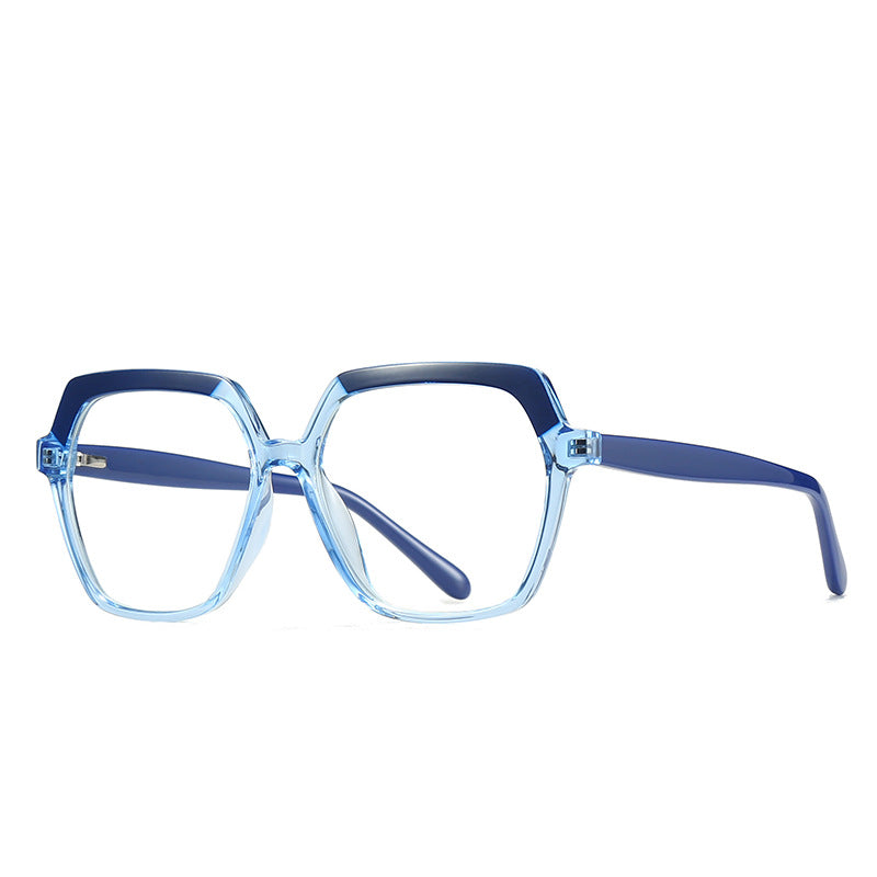 Geometric Hexagon Blue Light Blocking Glasses in Two-Tone Ocean Blue