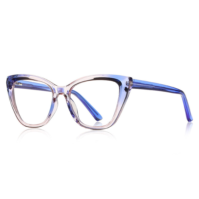 High-Point Cat Eye Blue Light Blocking Glasses in Cobalt Lavender Gradient