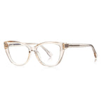 Crystal Accent Cat Eye Blue Light Blocking Glasses in Translucent Champagne