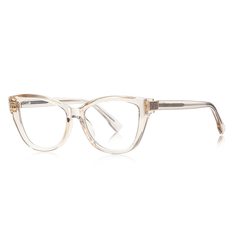 Crystal Accent Cat Eye Blue Light Blocking Glasses in Translucent Champagne