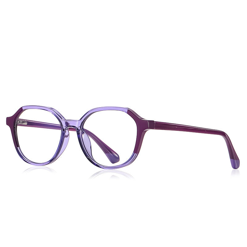 Dipped Tip Geometric Round Blue Light Blocking Glasses in Lilac Purple & Lavender