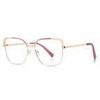 Filigree Corner Metal Butterfly Spring Hinge Blue Light Blocking Glasses in Rose Gold and Blush Berry