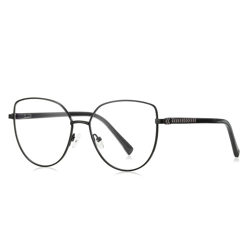 Chevron Temple Butterfly Spring Hinge Blue Light Blocking Glasses in Solid Matte Black