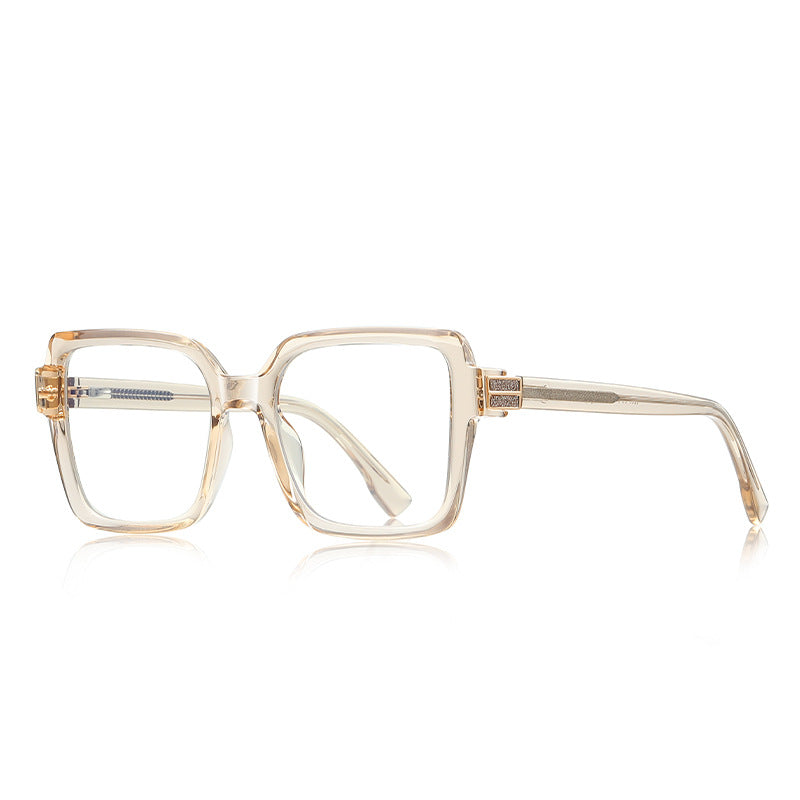 Crystal Accent Square Blue Light Blocking Glasses in Champagne Peach