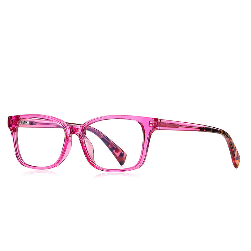 Contrast Temple Rectangle Blue Light Blocking Glasses in Magenta Pink & Tortoiseshell