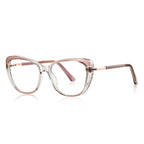 Two-Tone Cat Eye Blue Light Blocking Glasses in Champagne Peach & Clear