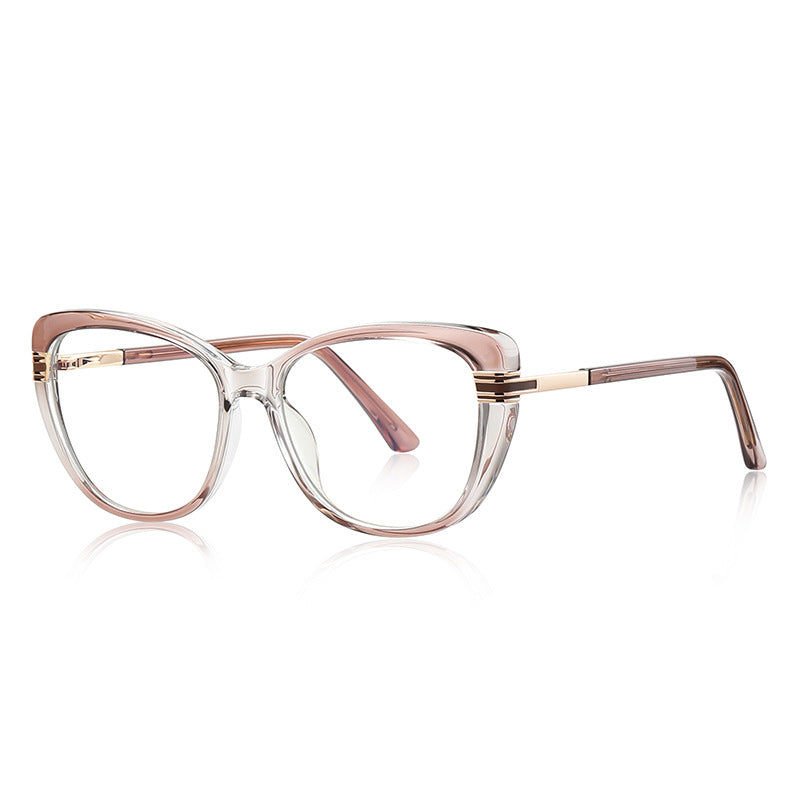 Two-Tone Cat Eye Blue Light Blocking Glasses in Champagne Peach & Clear