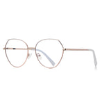 Enamel Brow Geometric Spring Hinge Blue Light Blocking Glasses in Silver with Magenta Purple Enamel Brow