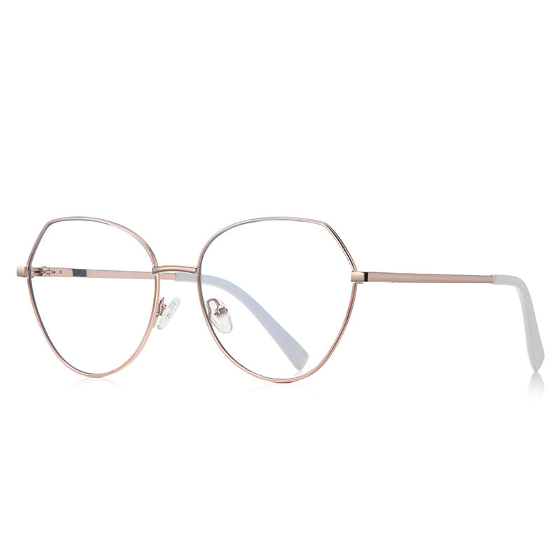 Enamel Brow Geometric Spring Hinge Blue Light Blocking Glasses in Silver with Magenta Purple Enamel Brow
