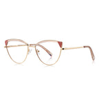 Contrast Wingtip Butterfly Blue Light Blocking Glasses in Rose Gold with Blush Pink Brow & Berry Red Contrast Wingtips