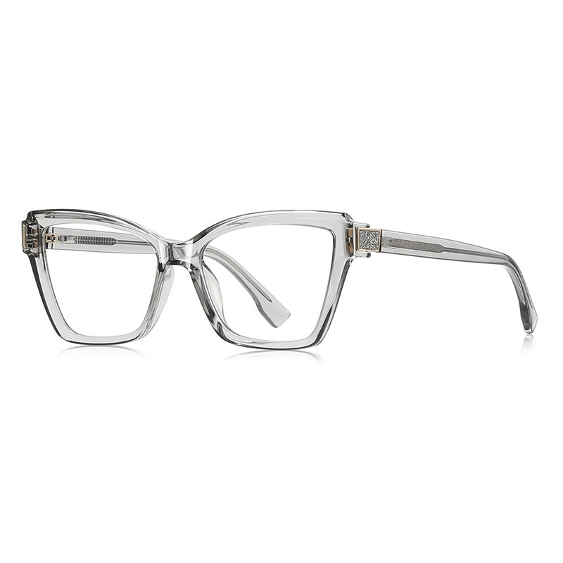 Pavé Hinge Cat Eye Blue Light Blocking Glasses in Translucent Smoke Grey