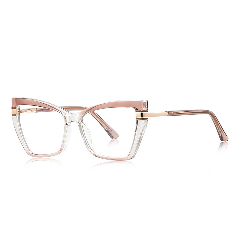 Winged T-Bar Cat Eye Blue Light Blocking Glasses in Blush Peach Pink & Gold