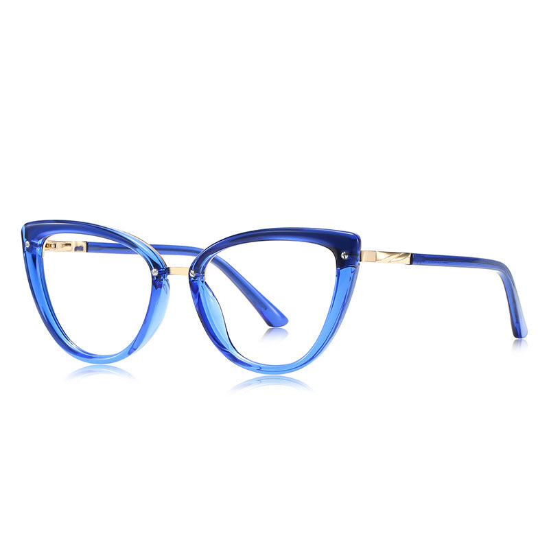 Gold Bridge Cat Eye Blue Light Blocking Glasses in Sapphire Blue