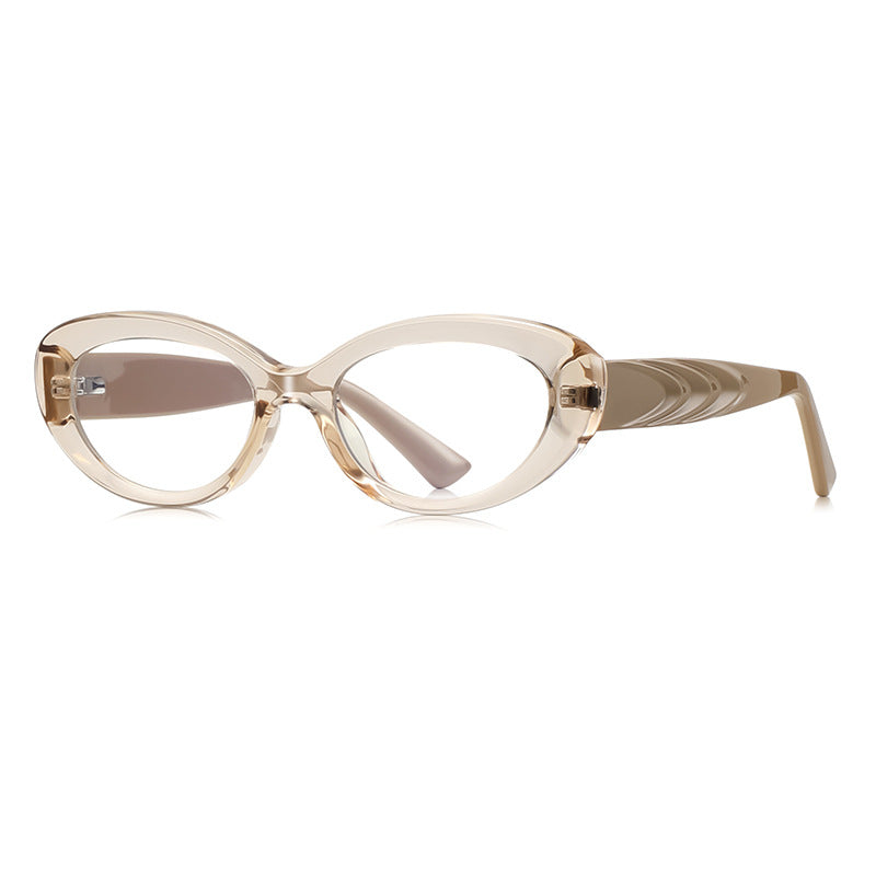 Ripple Temple Oval Blue Light Blocking Glasses in Champagne Nude