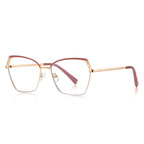 Perforated Wing Butterfly Blue Light Blocking Glasses in Gold with Mauve Pink Wingtips