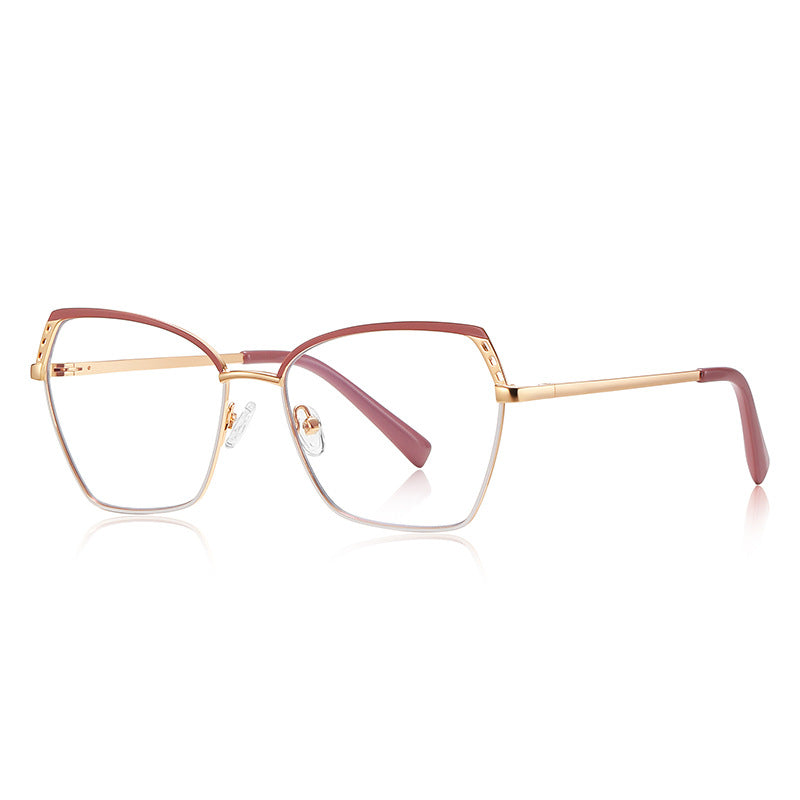 Perforated Wing Butterfly Blue Light Blocking Glasses in Gold with Mauve Pink Wingtips